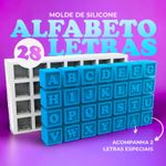 Molde de Silicone Alfabeto Letras Frente e Verso 28 Letras