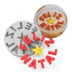 Molde de Silicone Mensagem Feliz Natal no Copo de Vela- Decoração Natalina