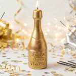 Molde de Silicone Garrafa Champanhe Feliz Ano Novo | Para Velas Artesanais Temáticas