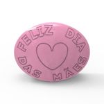 Molde de Silicone Oval Feliz Dia das Mães com Coração Branco