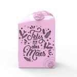 Molde de Silicone Retangular Cold Feliz dia das Mães com Rosas no Topo Branco