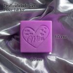 Molde de Silicone Quadrado Barra Feliz Dia das Mães Coração Branco