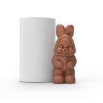 Molde de Silicone Coelho Coelhinho da Páscoa Em Pé com Roupinha 3D Branco
