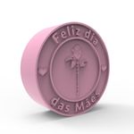 Molde de Silicone Redondo Flor Dia das Mães Branco