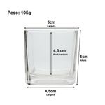 Adorno Porta Vela de Vidro Cristal 80ml Sem Tampa - Quadrado Pequeno (5x5cm)