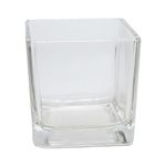 Adorno Porta Vela de Vidro Cristal 80ml Sem Tampa - Quadrado Pequeno (5x5cm)