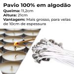 Pavio Grosso para Vela Grande com Ilhós 21cm B2040 Chama Forte