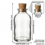 Frasco de Vidro Cristal 40ml Boca Larga para Rolha sem Tampa Ideal para Sais de Banho, Temperos e Lembrancinhas