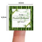 Etiqueta Adesiva para Produto Artesanal - Natural Ervas Bamboo Verão Tropical 4,3x4,3cm - 10 Unidades
