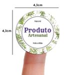 Etiqueta Adesiva para Produto Artesanal - Natural Ervas Bamboo Verão Tropical 4,3x4,3cm - 10 Unidades