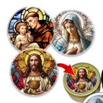 Etiqueta Adesiva Religiosa Religião Devoção Santos Católicos & Alta Definição 6x6cm - 10 unidades