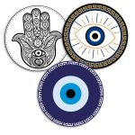 Etiqueta Adesiva - Olho Grego Mão de Fátima 4,3x4,3cm - 10 Unidades