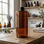 Frasco PET Ambar Cilíndrico Reto 500ml Rosca 28/410