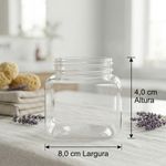 Pote PET Quadrado Cristal 200ml r sem Tampa Modelo 4
