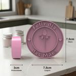 Molde de Silicone Redondo Flor Dia das Mães Branco