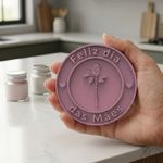 Molde de Silicone Redondo Flor Dia das Mães Branco