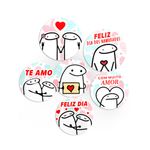 Etiqueta Adesiva Dia dos Namorados Flork Redonda 4,3x4,3cm Pacote com 10 unidades