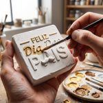 Forma Molde de Silicone Quadrada Feliz dia dos Pais Bigode Modelo 4