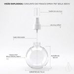 Frasco Pet Saboneteira Bola 300ml 28/410 Com Válvula Spray para Perfume Home Spray Agua Perfumada
