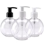 Frasco Pet Cristal Saboneteira Bola 300ml 28/410 Com Válvula Pump para Sabonete Liquido Shampoo Condicionador Creme Hidratante Detergente