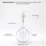 Frasco Pet Cristal Saboneteira Bola 300ml 28/410 Com Válvula Pump para Sabonete Liquido Shampoo Condicionador Creme Hidratante Detergente