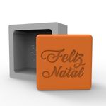 Molde de Silicone Feliz Natal Quadrado para Sabonete Vela Gesso Resina Lembrancinha e Decoração
