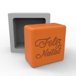 Molde de Silicone Feliz Natal Quadrado para Sabonete Vela Gesso Resina Lembrancinha e Decoração