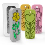 Forma de Silicone Retangular Pingente com Flores Primavera
