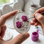Molde de Silicone Pingente Rosas Decorativo Artesanato Chaveiro