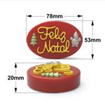 Molde de Silicone Feliz Natal Oval com Pinheiro e Boneco de Neve para Sabonete Resina Gesso Biscuit Artesanato Decorativo