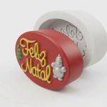 Molde de Silicone Feliz Natal Oval com Pinheiro e Boneco de Neve para Sabonete Resina Gesso Biscuit Artesanato Decorativo