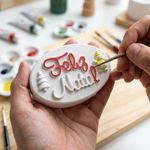 Molde de Silicone Feliz Natal Oval com Pinheiro e Boneco de Neve para Sabonete Resina Gesso Biscuit Artesanato Decorativo