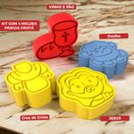 Kit 4 Moldes de Silicone Páscoa Pão e Vinho Ovelha Cruz Jesus Artesanato Decoração Gesso Resina Sabonete Lembrancinha