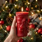 Molde de Silicone Vela Cilindrica de Natal Laço e Guirlanda