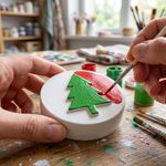 Molde de Silicone Redondo Pinheiro de Natal Para Sabonete Vela Resina Gesso Artesanato