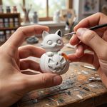 Molde de Silicone Gato Saindo da Abobora Halloween Dia das Bruxas para Vela Resina Gesso Artesanato