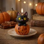 Molde de Silicone Gato Saindo da Abobora Halloween Dia das Bruxas para Vela Resina Gesso Artesanato