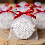 Molde de Silicone Feliz Natal com Flocos Decoração Lembrancinha Vela Sabonete Gesso Resina