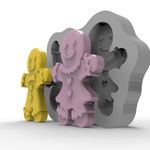 Molde de Silicone Casal Biscoito Natalino Gingerbread para Sabonete Artesanato Lembrancinha Decoração Gesso Biscuit Resina