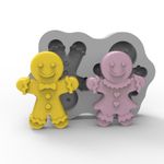 Molde de Silicone Casal Biscoito Natalino Gingerbread para Sabonete Artesanato Lembrancinha Decoração Gesso Biscuit Resina