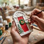 Molde de Silicone Porta Decorada de Natal Para Sabonete Vela Resina Gesso Artesanato Decoração Lembrancinha