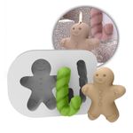 Molde De Silicone Boneco Com Bengala Natalino Para Sabonete Vela Gesso Resina Biscuit Artesanato Lembrancinha Decoração