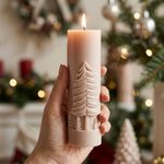 Molde de Silicone Vela Cilindrica de Natal Natalina Alta Elegância Modelo 4 Para Vela Gesso Resina Lembrancinha Decoração
