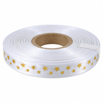Fita de Cetim 10Mm x 1Mt Estampa Estrela Para Decoração Presente Lembrancinha Artesanato