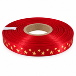 Fita de Cetim 10Mm x 1Mt Estampa Estrela Para Decoração Presente Lembrancinha Artesanato
