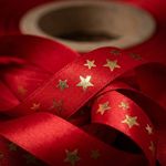 Fita de Cetim 10Mm x 1Mt Estampa Estrela Para Decoração Presente Lembrancinha Artesanato