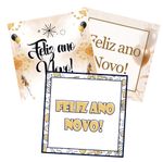 Etiqueta Adesiva Feliz Ano Novo 4,3x4,3cm - Pacote com 10 unidades