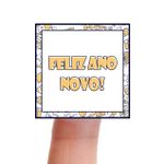 Etiqueta Adesiva Feliz Ano Novo 4,3x4,3cm - Pacote com 10 unidades