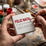 Molde de Silicone Barra Mensagem Feliz Natal e Próspero Ano Novo Para Sabonete Decoração Lembrancinha