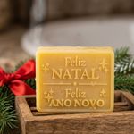 Molde de Silicone Quadrada Mensagem Feliz Natal e Feliz Ano Novo para Sabonete Lembrancinha Decoração Artesanato